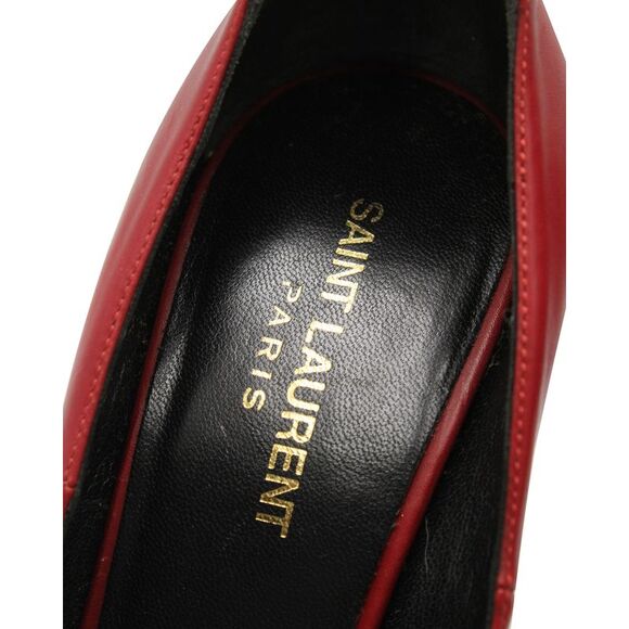 Saint Laurent Pointed Toe Pumps in Red Calf Leather - Picture 10 of 10